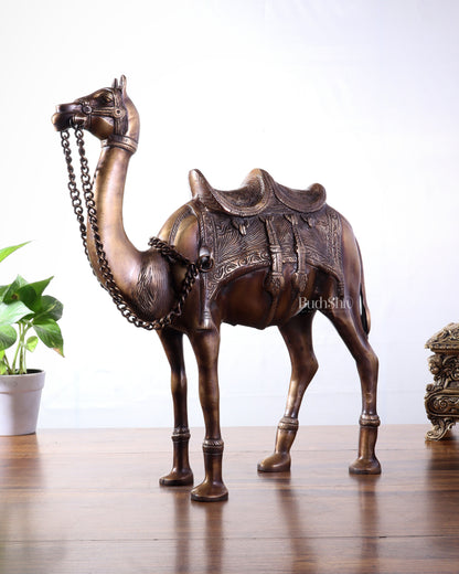 Pure Brass Camel Statue | Vastu Showpiece for Home & Office | 17"