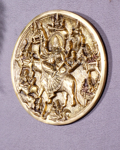 Pure Brass Navdurga Wall Hanging – Round Plate with 9 Forms of Goddess Durga