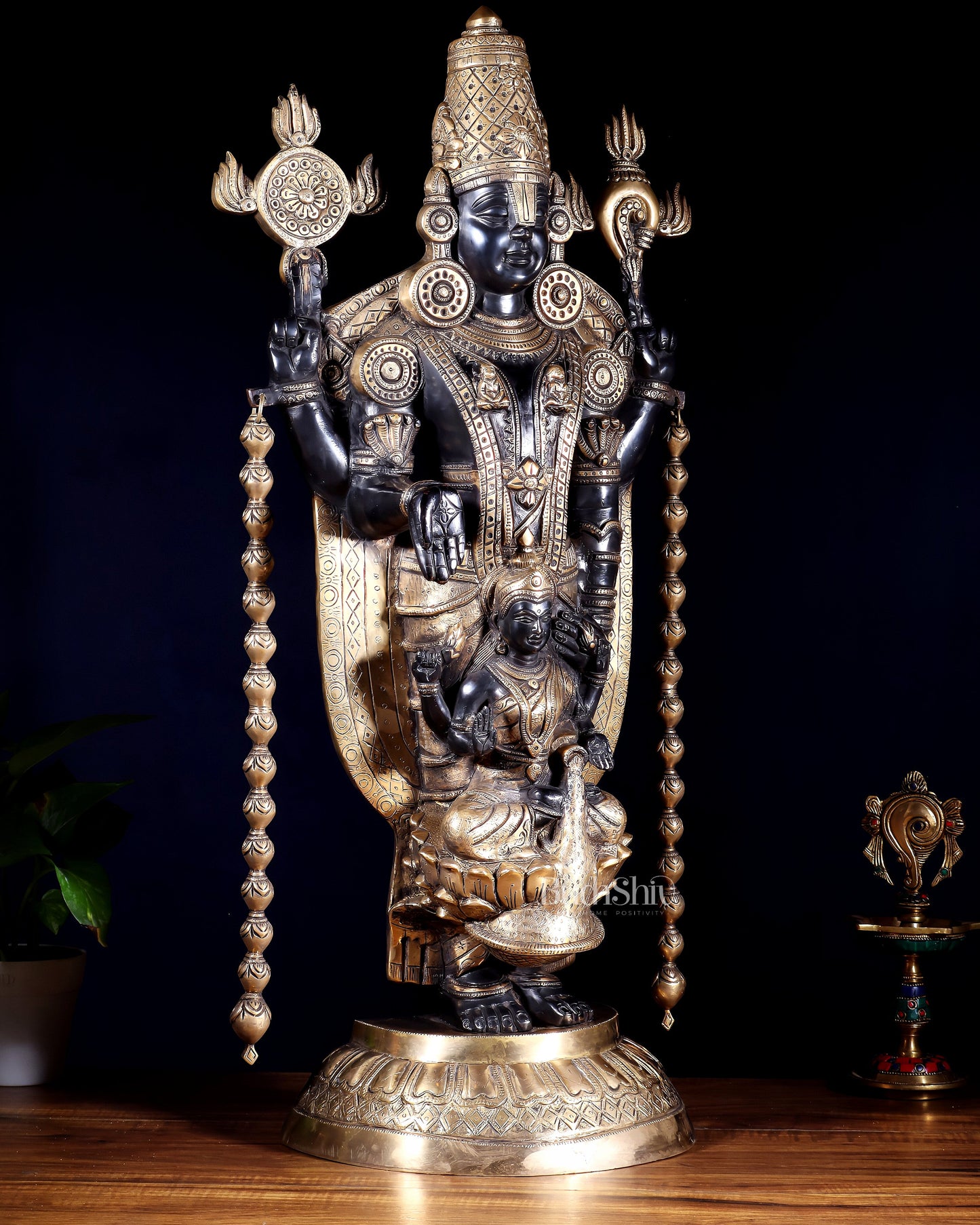 Pure Brass Tirupati Balaji with Engraved Goddess Lakshmi – 28”