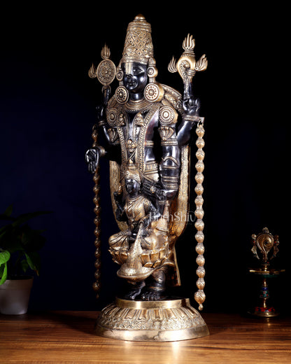 Pure Brass Tirupati Balaji with Engraved Goddess Lakshmi – 28”