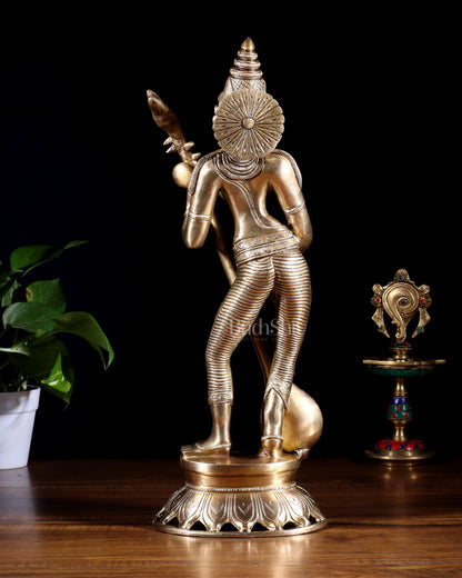 Brass Superfine Standing Goddess Saraswati Idol – 18" Height, Unique Design