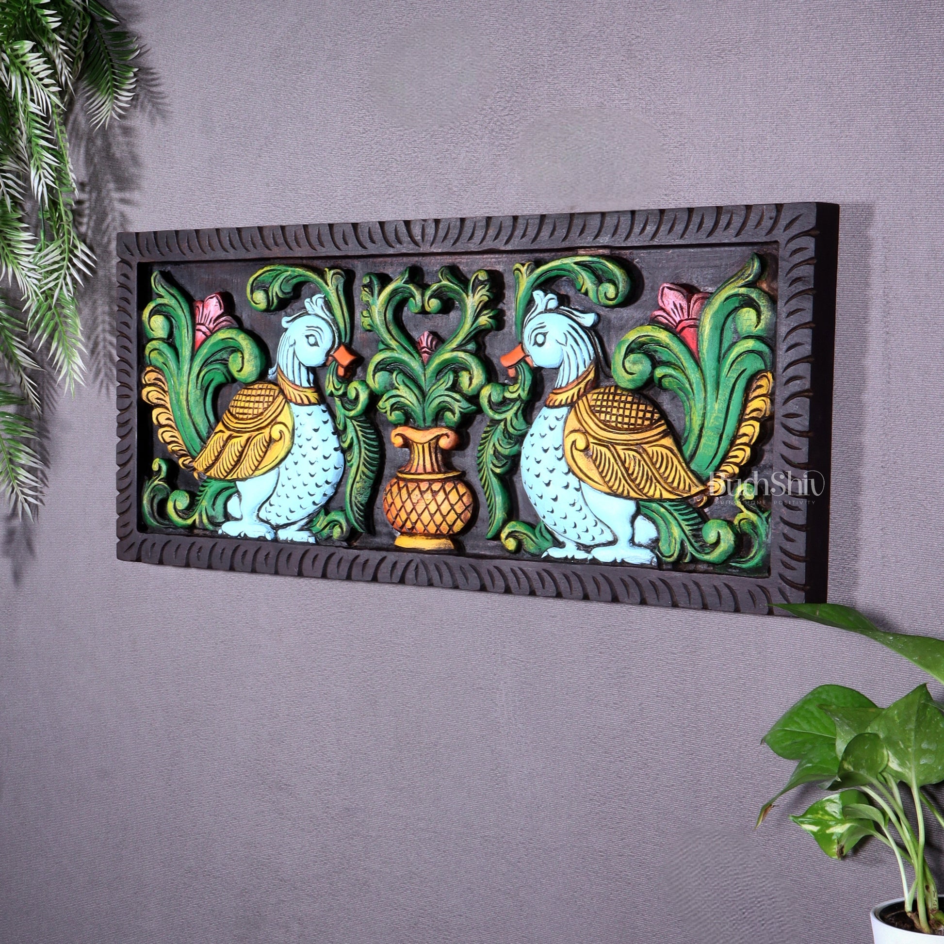 Premium Wood Annam Pakshmi Wall Hanging Panel – Hand-Painted 24 inch wide