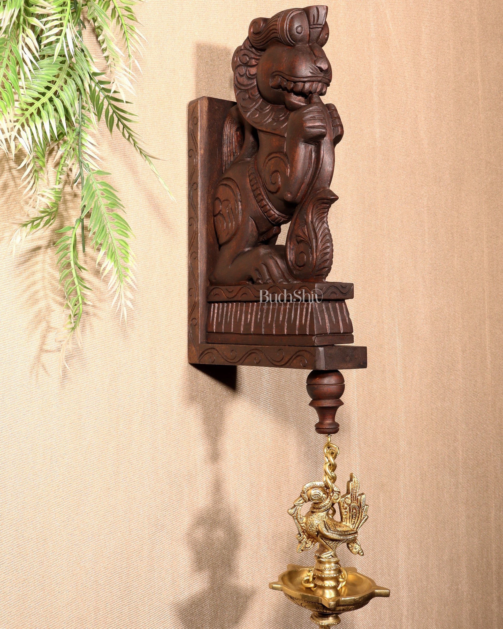 Yazhi (Yali) Wooden Wall Bracket – Handcrafted 16"