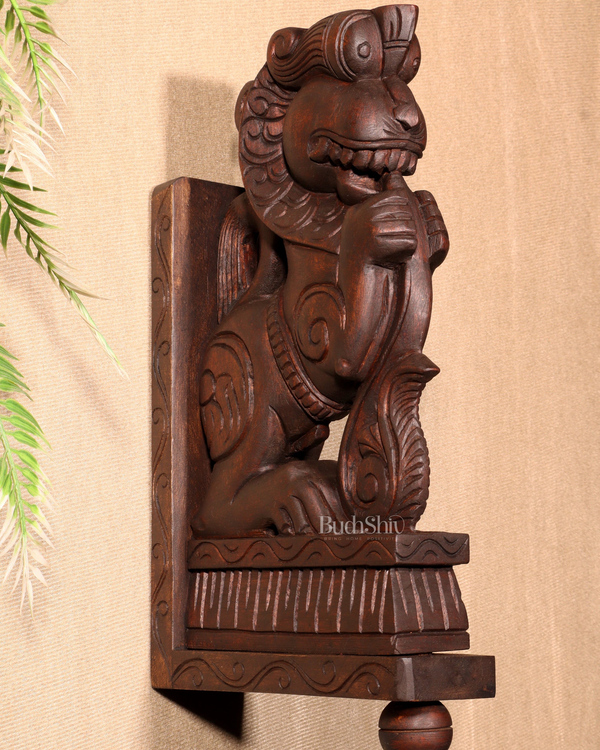 Yazhi (Yali) Wooden Wall Bracket – Handcrafted 16"