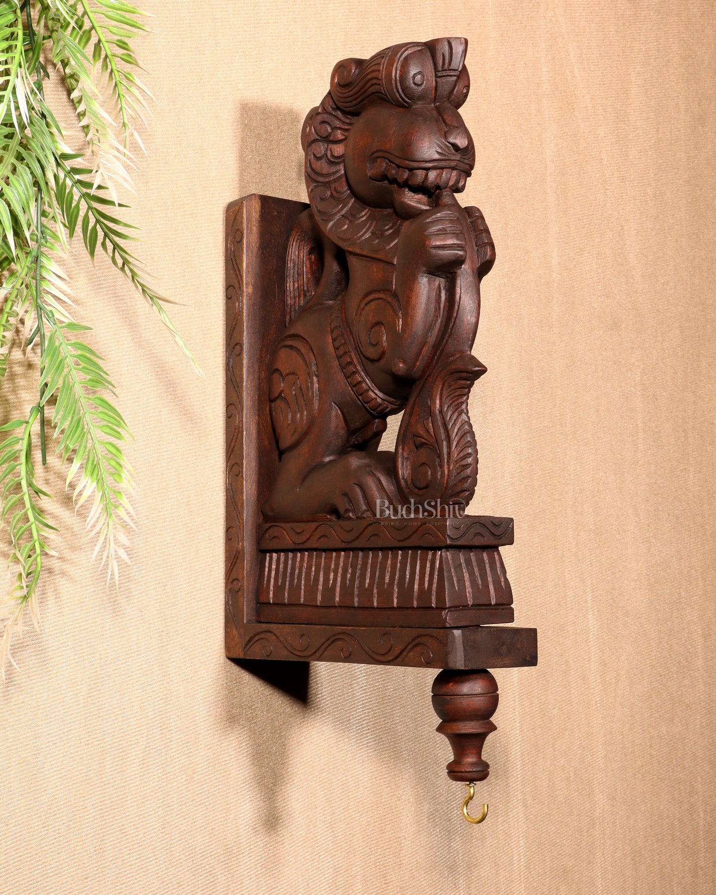 Yazhi (Yali) Wooden Wall Bracket – Handcrafted 16"