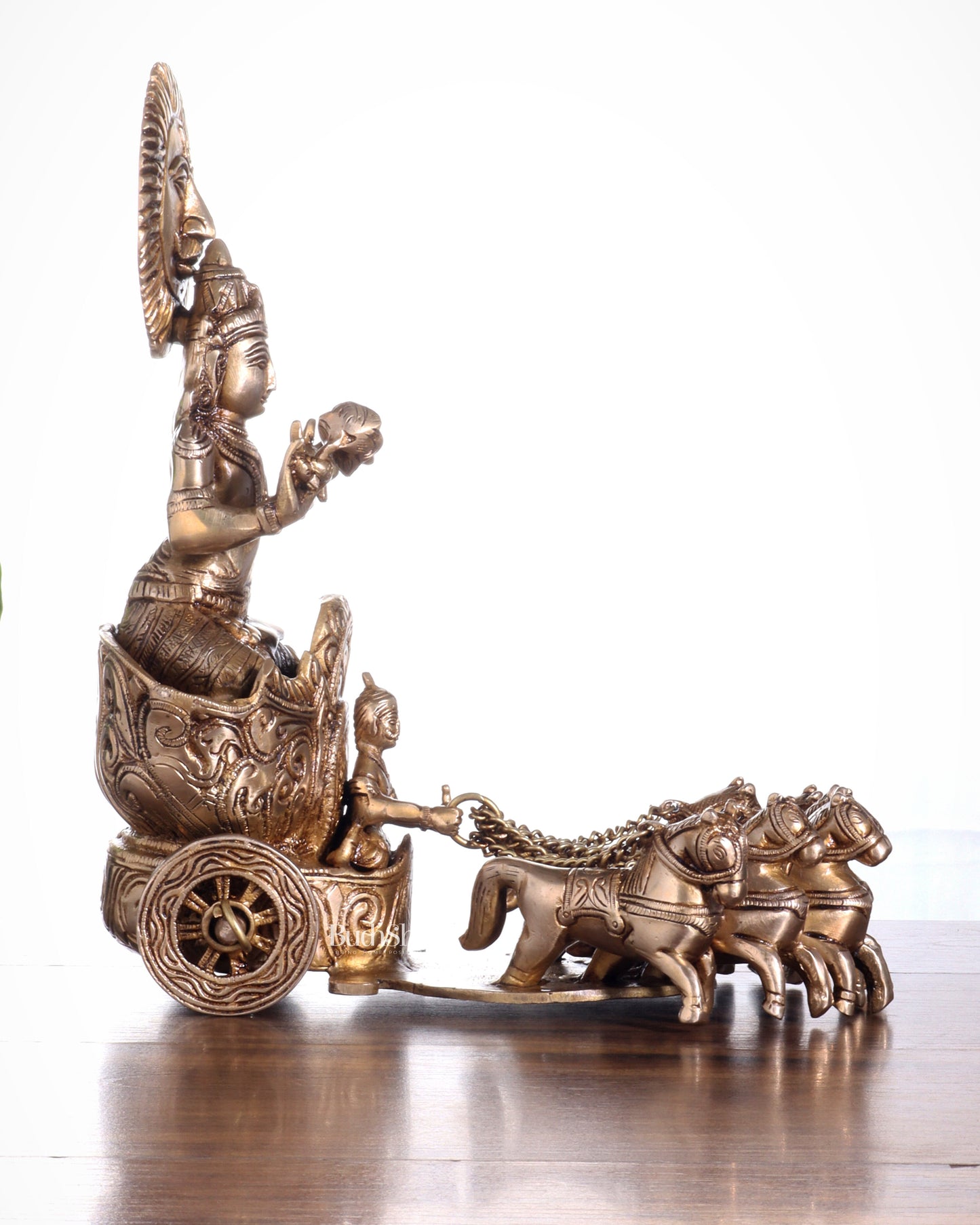 Brass Surya Rath Chariot - 12" Height, 7 Horses