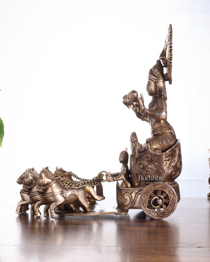 Brass Surya Rath Chariot - 12" Height, 7 Horses