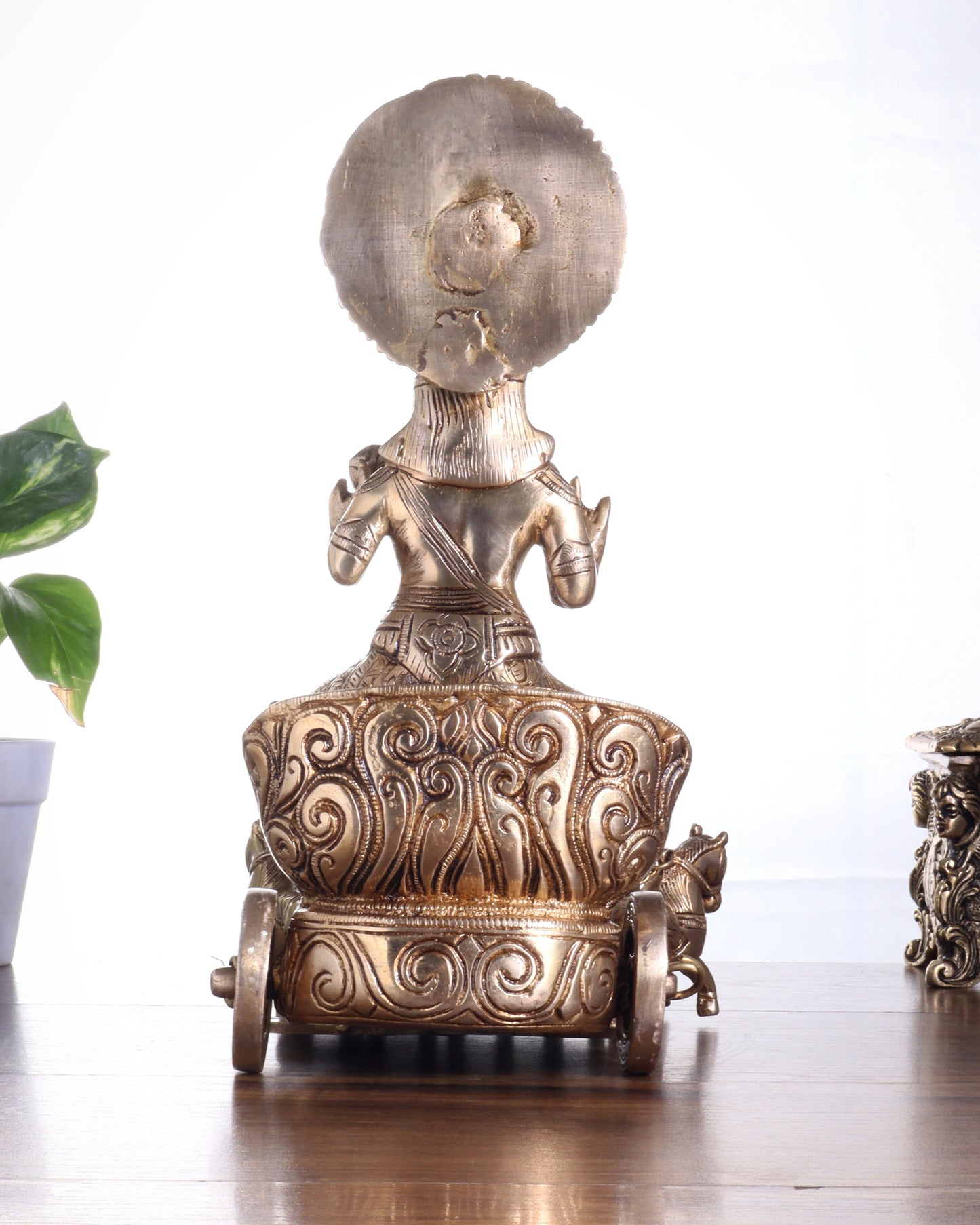 Brass Surya Rath Chariot - 12" Height, 7 Horses