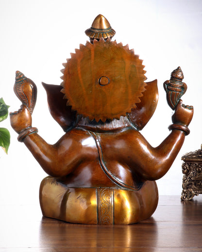 Pure Brass Taj Ganesha Statue – Sharp Features & Majestic Presence (12 Inches, 8 Kg)