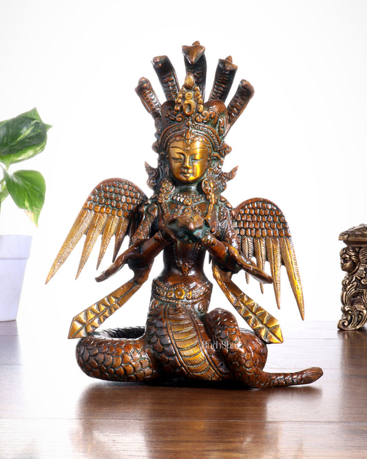 Pure Brass Naga Kanya Idol – Chola Tone Finish 8.5"