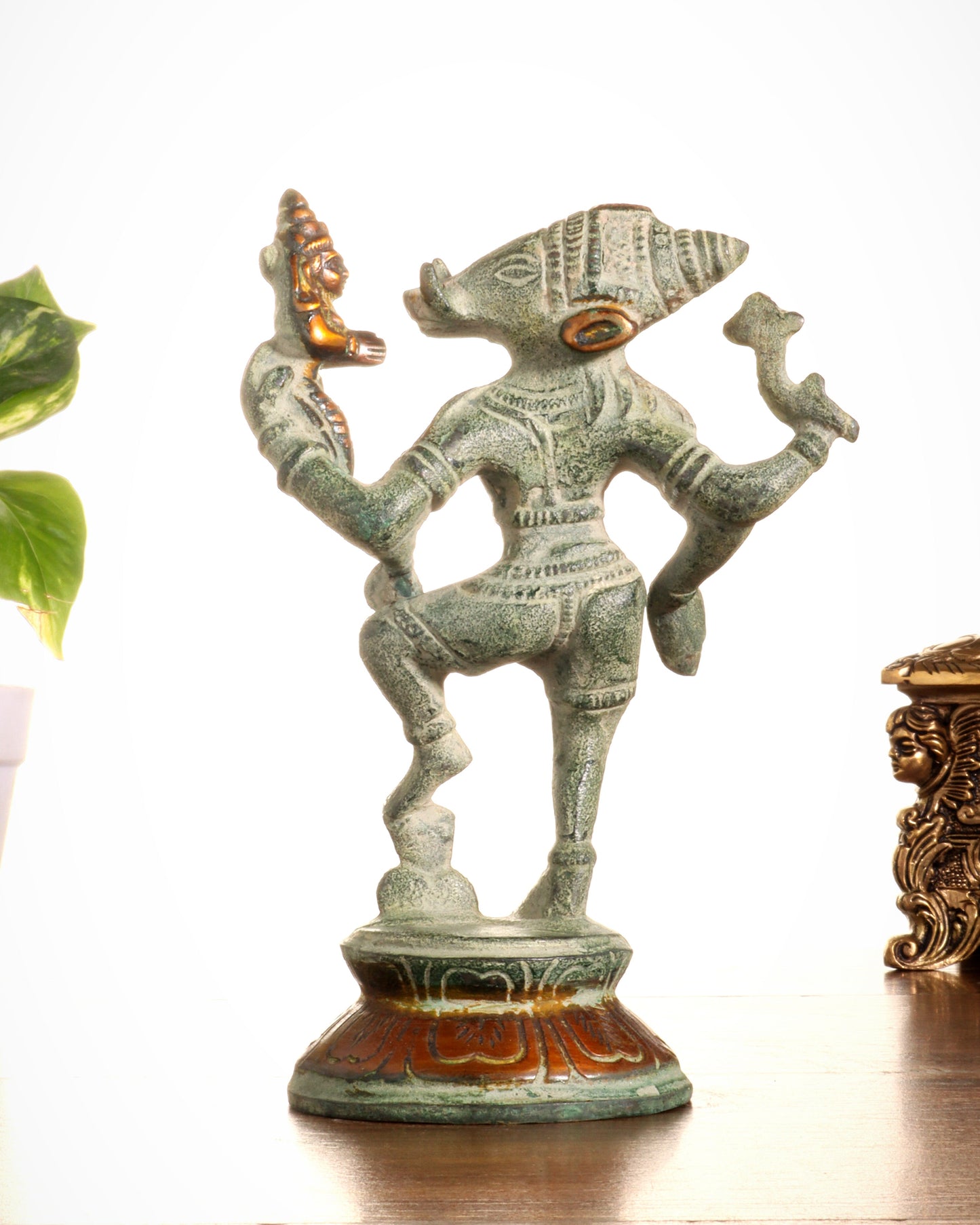 Pure Brass Lakshmi Varaha Idol – 7" vintage sand