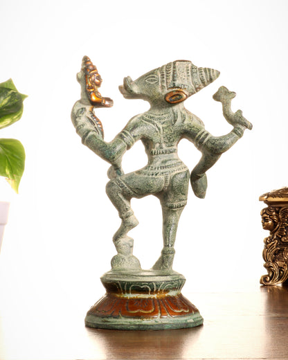 Pure Brass Lakshmi Varaha Idol – 7" vintage sand
