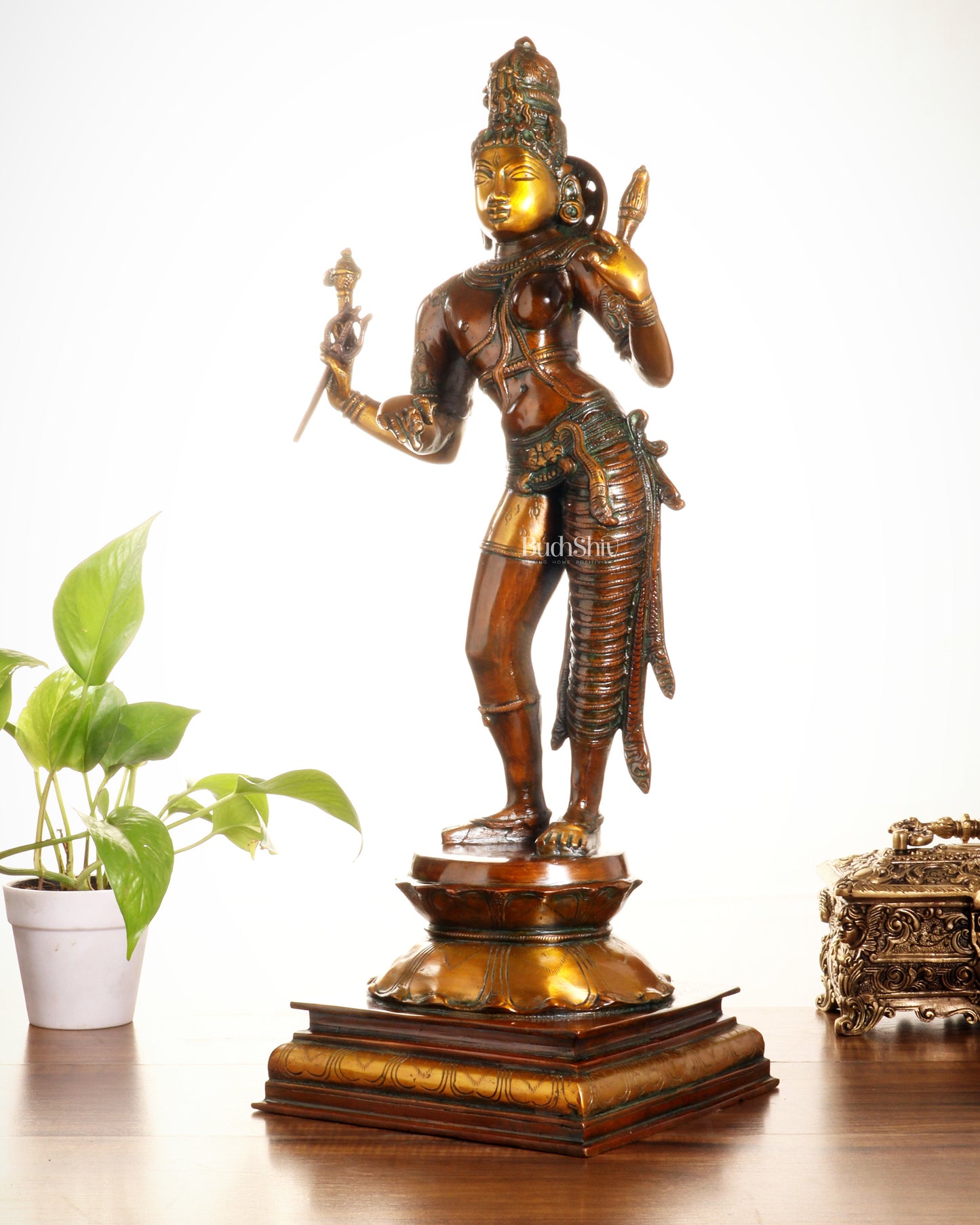 Ardhanarishwara Shiv Parvati as one Brass statue 23" chola tone