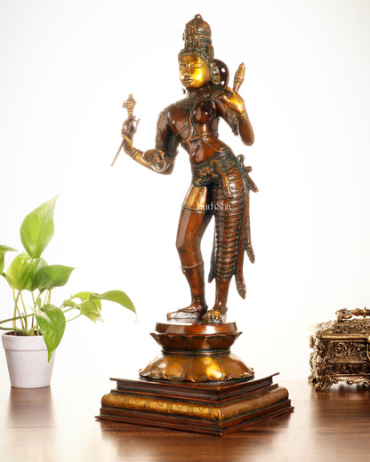 Ardhanarishwara Shiv Parvati as one Brass statue 23" chola tone