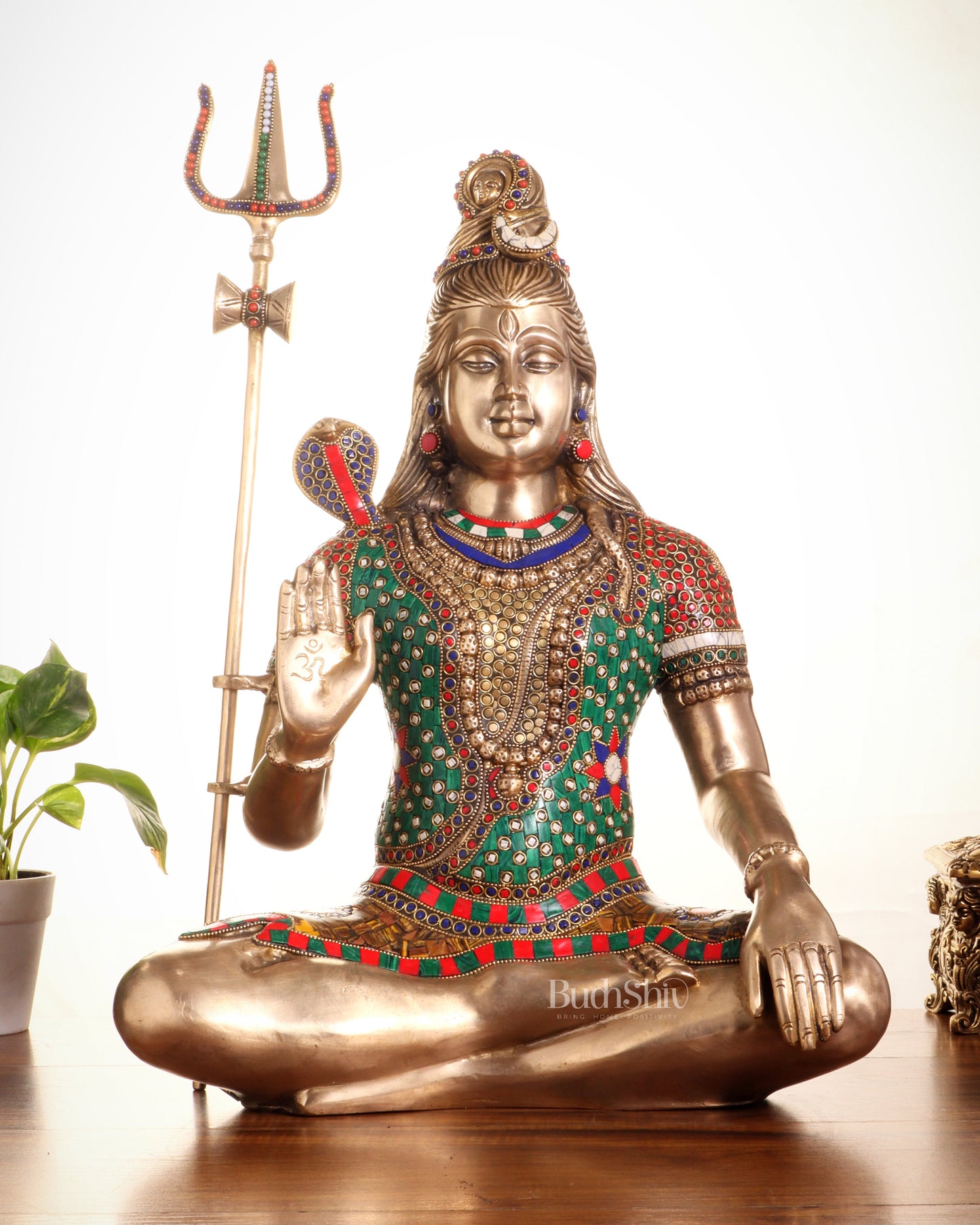 Pure Brass Lord Shiva Statue – Mahadev Idol in Blessing Posture 20"