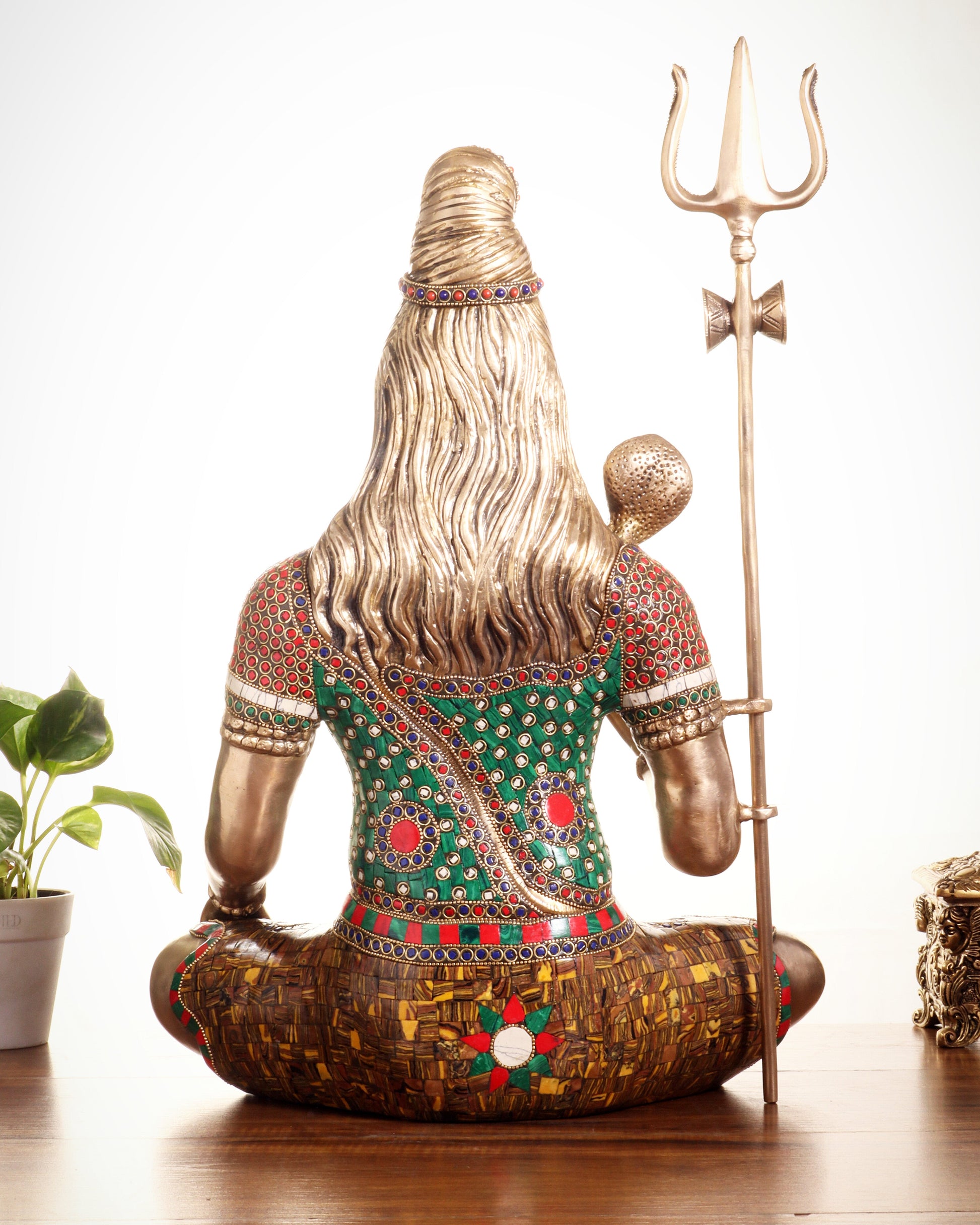 Pure Brass Lord Shiva Statue – Mahadev Idol in Blessing Posture 20"