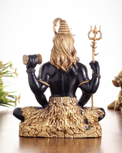 Brass Superfine Lord Shiva in Meditation Statue 6" black edition