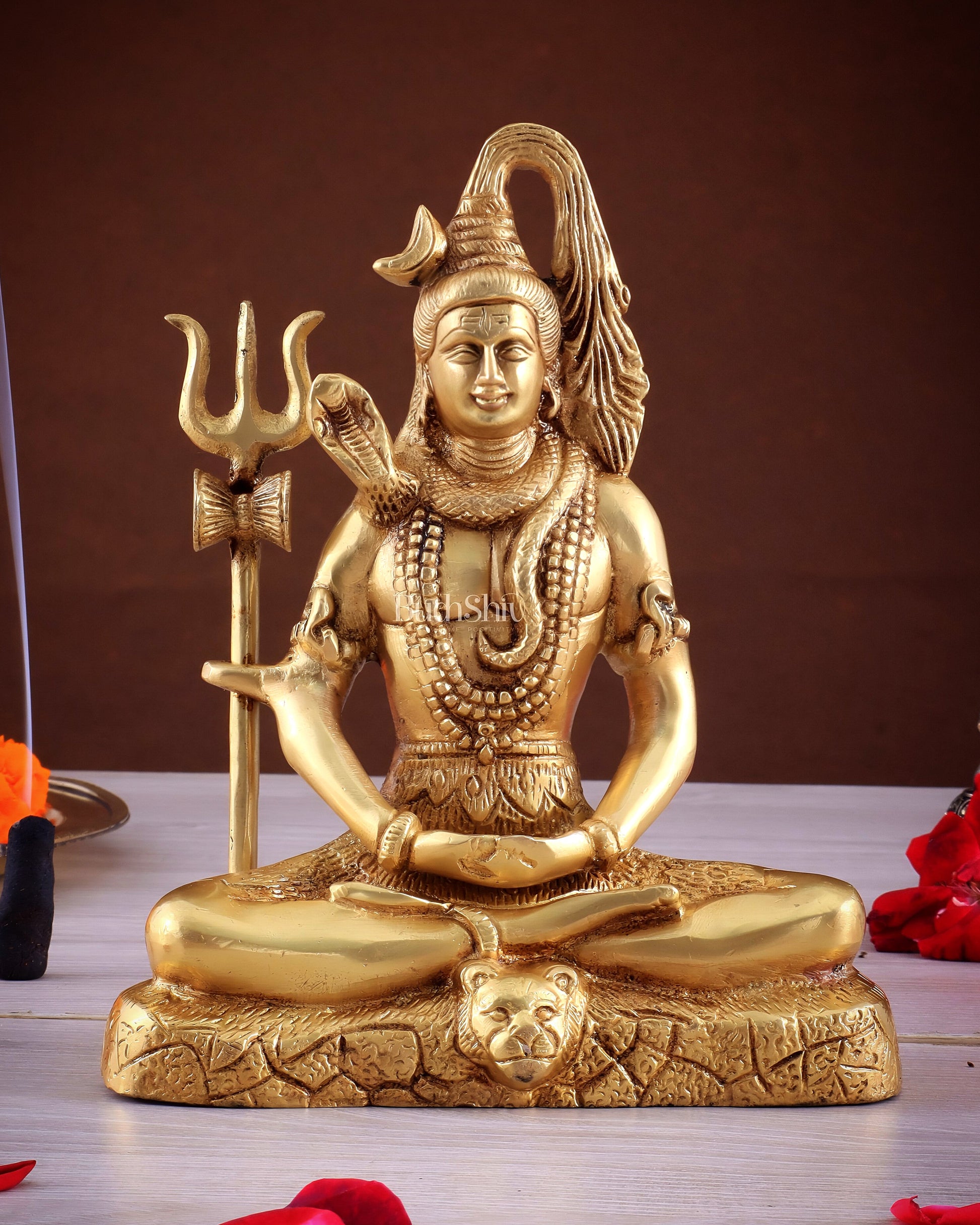Brass Lord Shiva in Meditation Statue 8"