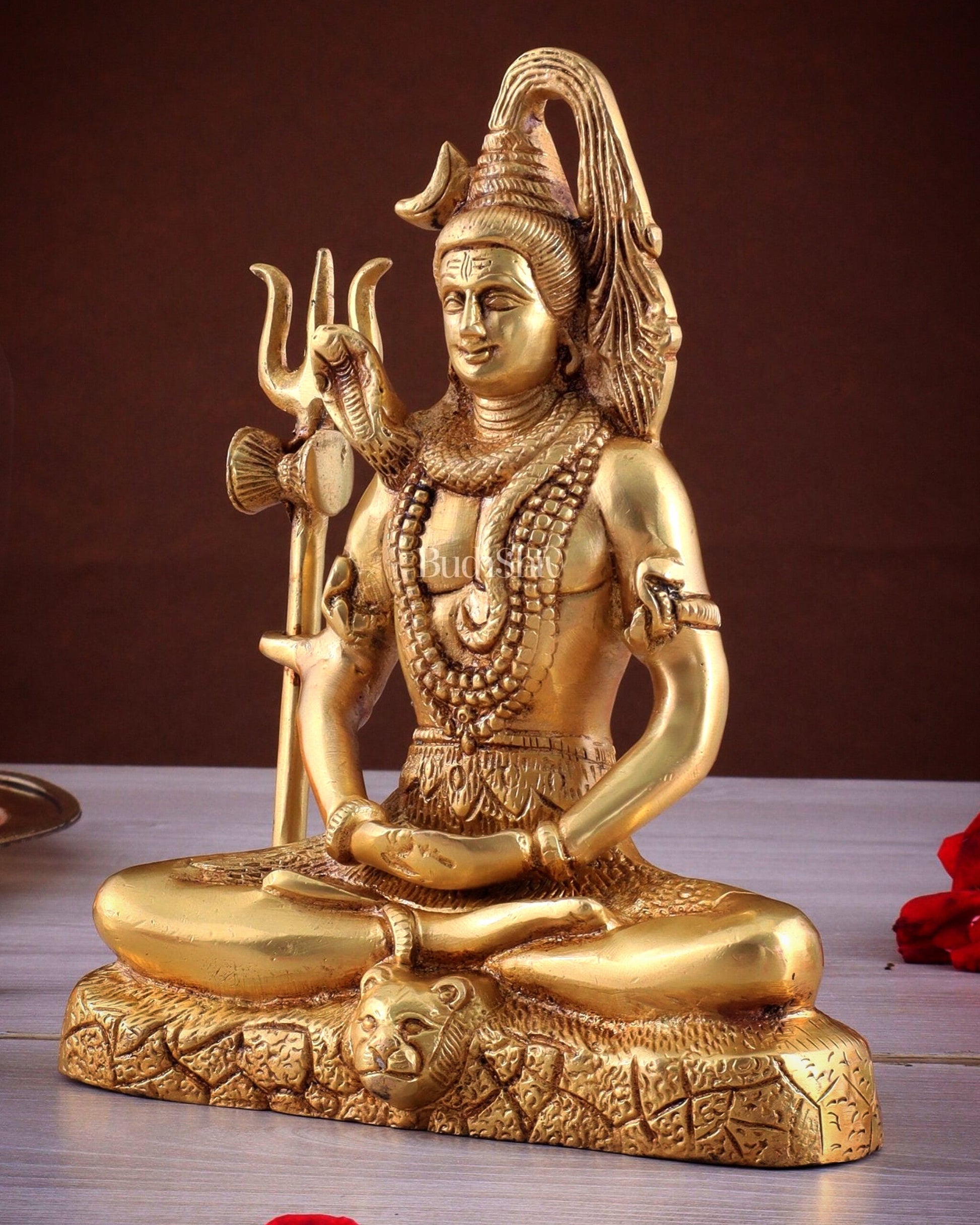Brass Lord Shiva in Meditation Statue 8"