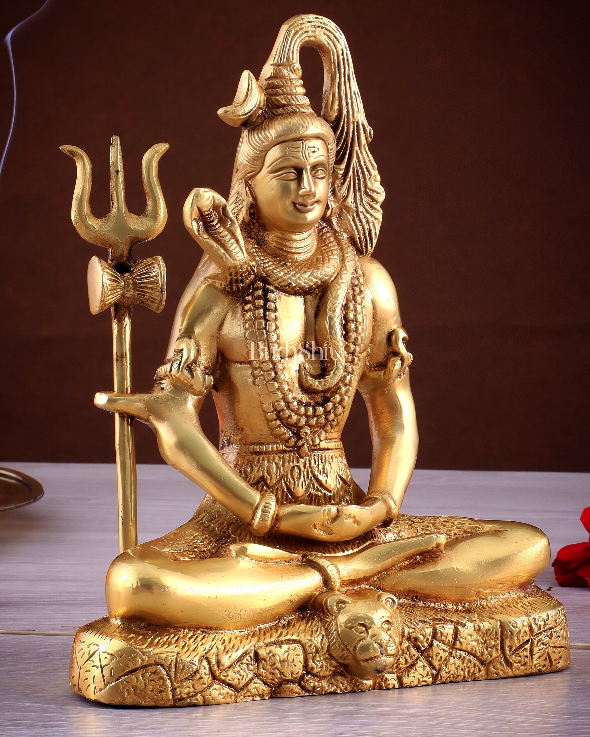 Brass Lord Shiva in Meditation Statue 8"