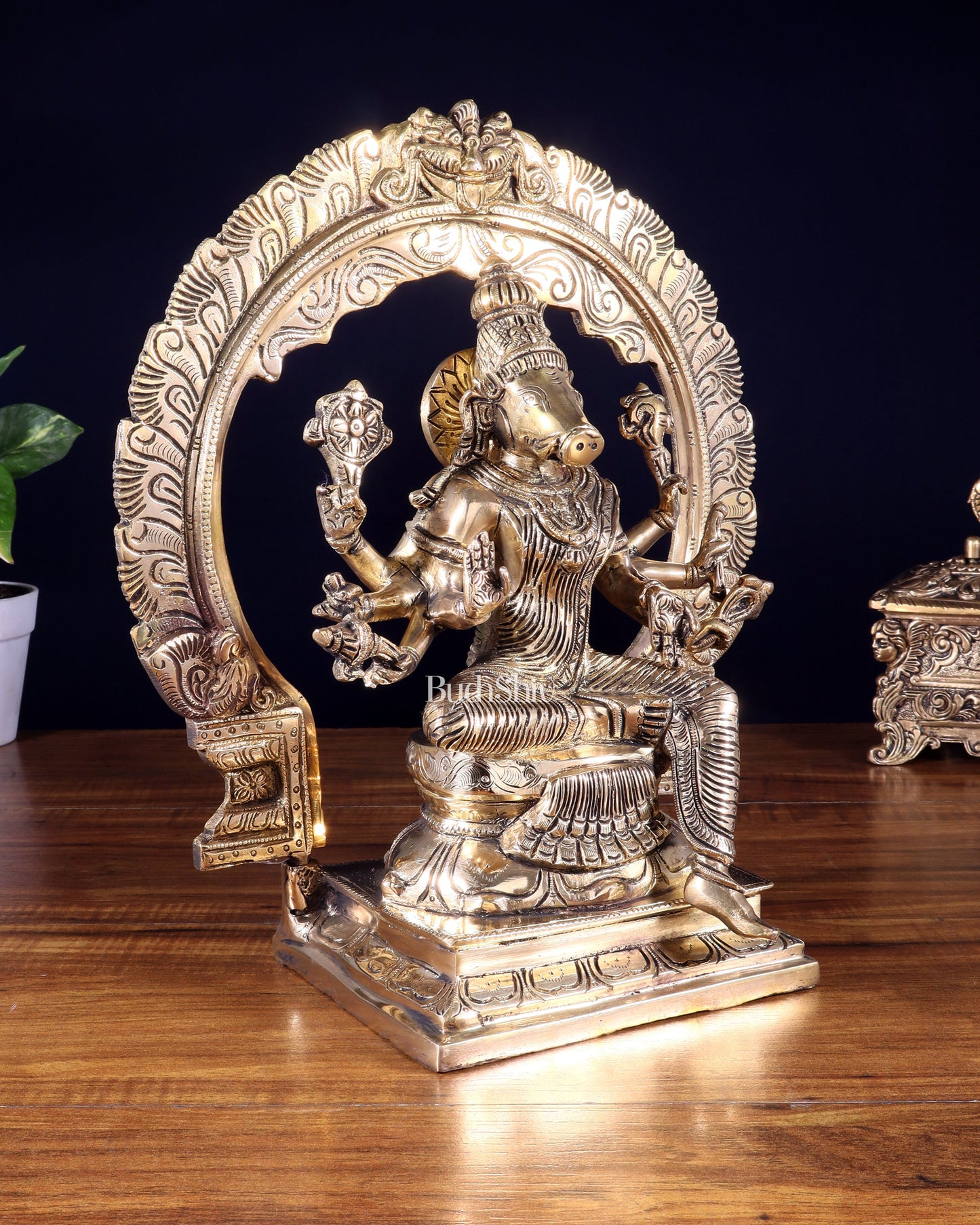 Brass Goddess Varahi Amman Statue with Prabhavali – Highly Detailed (13 Inches, 6 Kg)