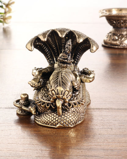 Pure Brass Padmanabhan Swamy Idol with Brahma & Shiva Lingam 4"