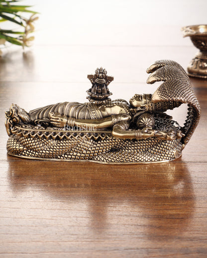 Pure Brass Padmanabhan Swamy Idol with Brahma & Shiva Lingam 4"