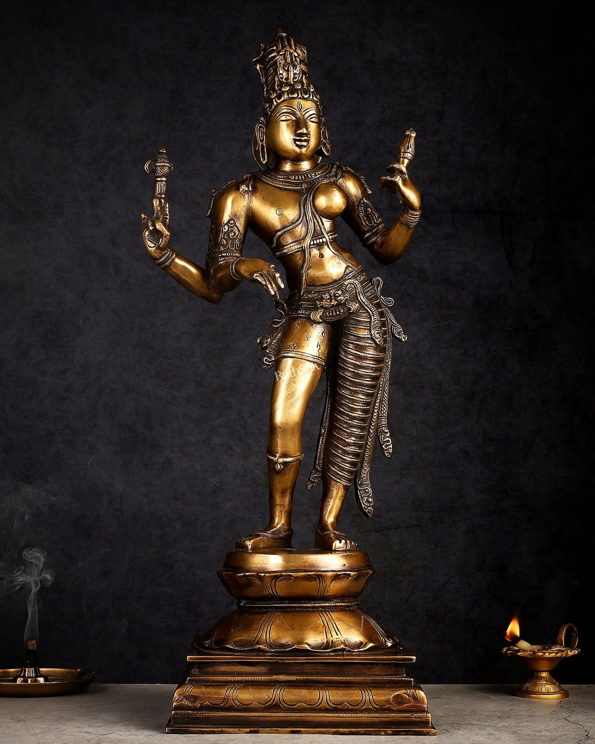 Brass Ardhanarishwara statue 23"