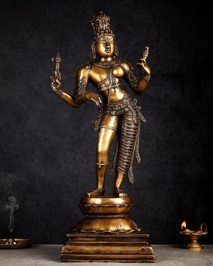Brass Ardhanarishwara statue 23"
