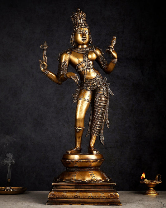 Brass Ardhanarishwara statue 23"
