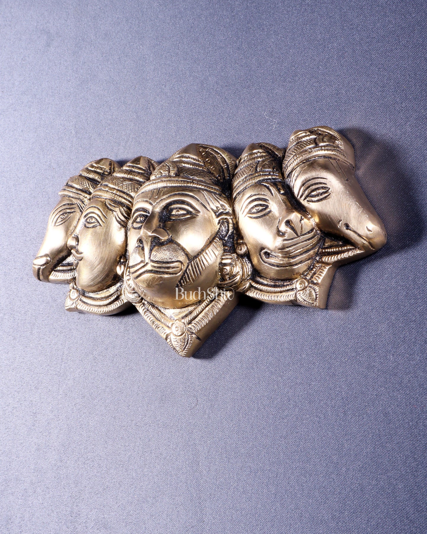 Pure Brass Panchmukhi Hanuman 5 Faces Wall Hanging – 4.5 Inch (original mould)