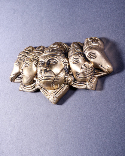 Pure Brass Panchmukhi Hanuman 5 Faces Wall Hanging – 4.5 Inch (original mould)