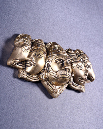 Pure Brass Panchmukhi Hanuman 5 Faces Wall Hanging – 4.5 Inch (original mould)