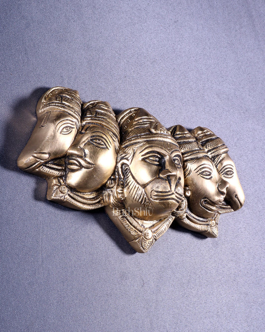 Pure Brass Panchmukhi Hanuman 5 Faces Wall Hanging – 4.5 Inch (original mould)