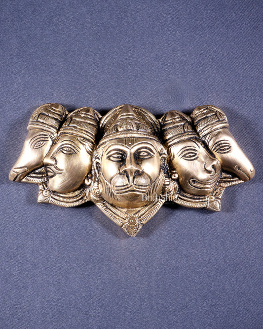 Pure Brass Panchmukhi Hanuman 5 Faces Wall Hanging – 4.5 Inch (original mould)
