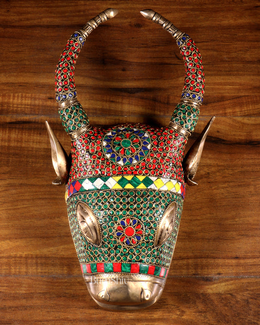 Brass Cow Head Wall Hanging – stonework 12"