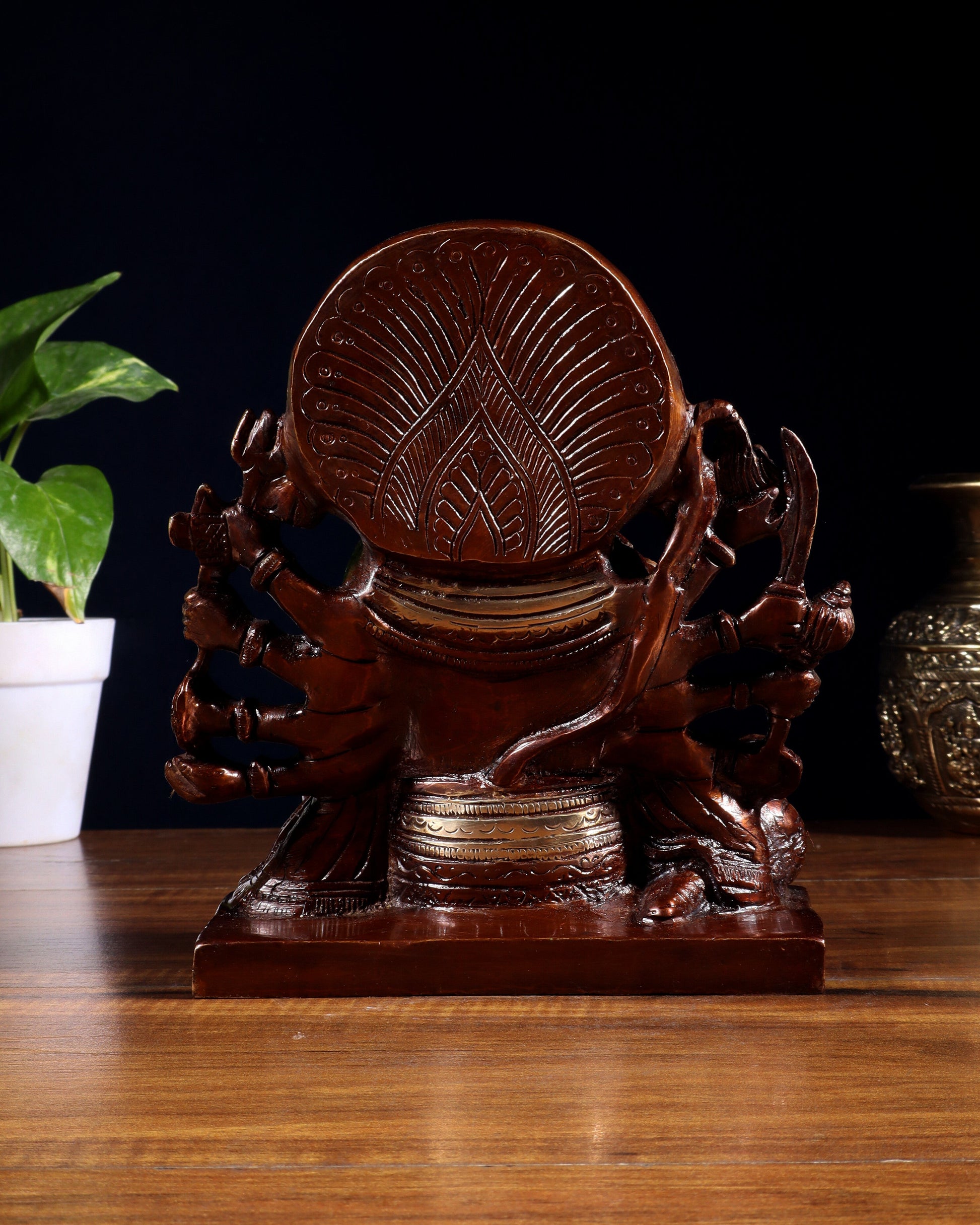 Pure Brass Panchmukhi Hanuman Statue – Dual Tone Finish 7.5 Inch