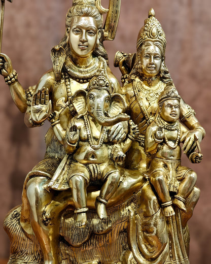 Pure Brass Shiva Parivar Statue - 28" large size