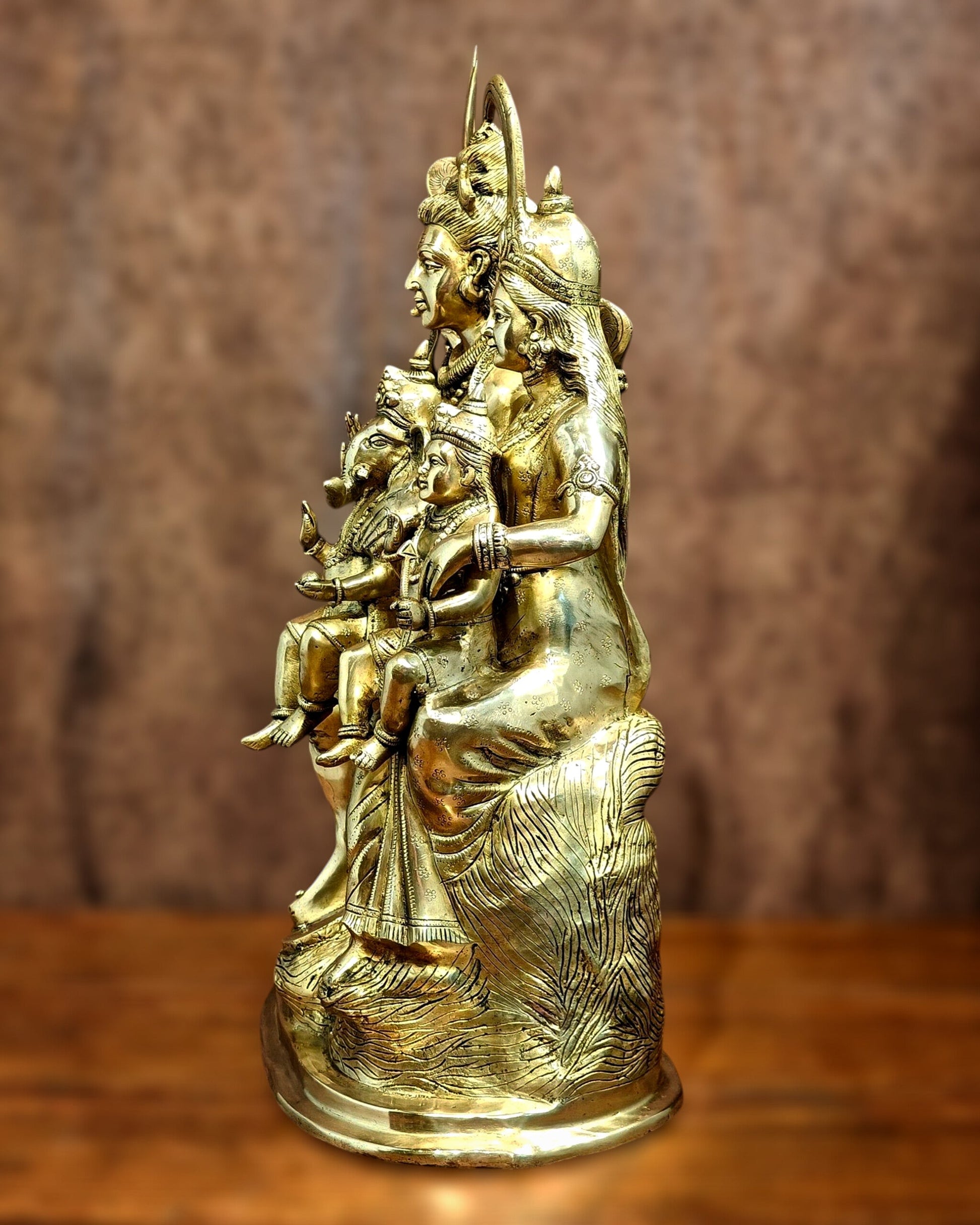 Pure Brass Shiva Parivar Statue - 28" large size