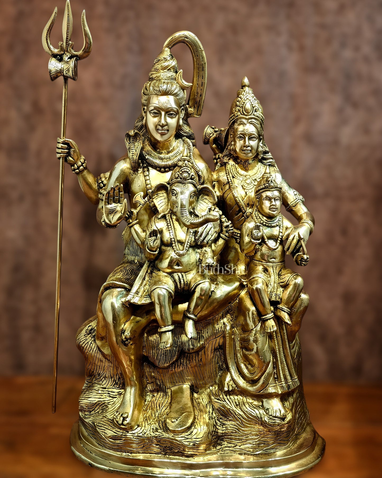 Pure Brass Shiva Parivar Statue - 28" large size