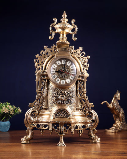Vintage Brass Victorian Style Table Clock | 23-Inch