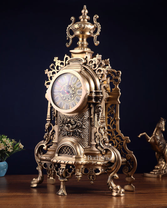 Vintage Brass Victorian Style Table Clock | 23-Inch