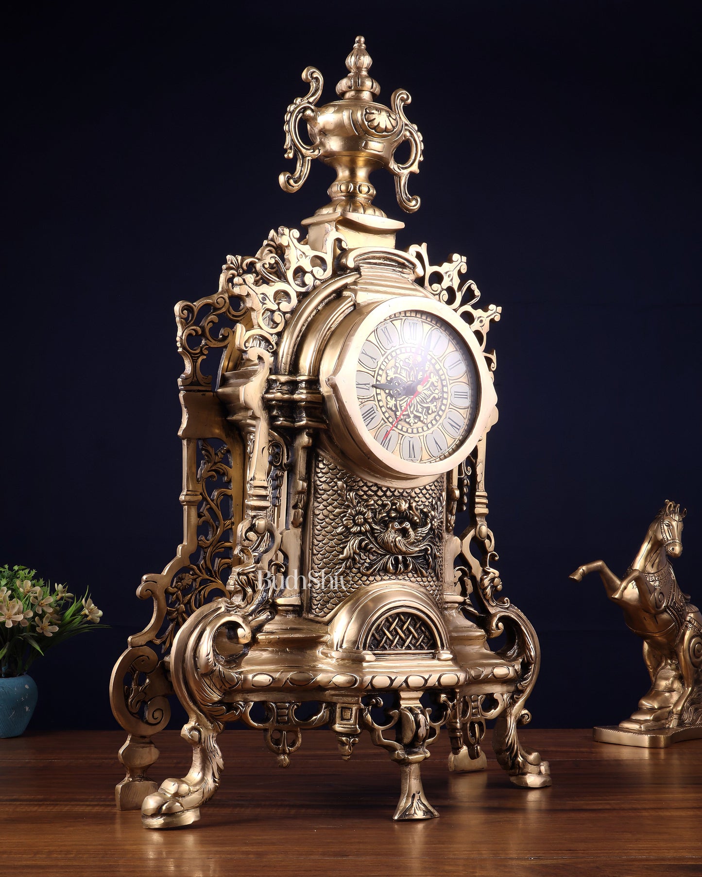 Vintage Brass Victorian Style Table Clock | 23-Inch