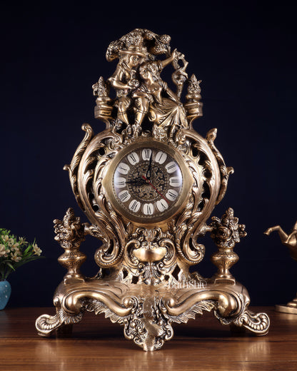 Vintage Brass Victorian Style Table Clock | 19.2 Inch