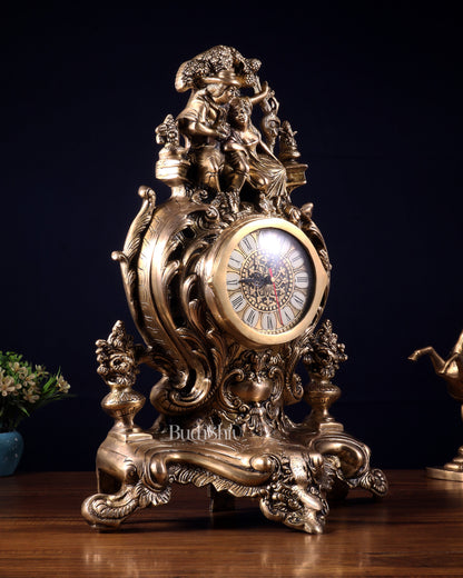 Vintage Brass Victorian Style Table Clock | 19.2 Inch