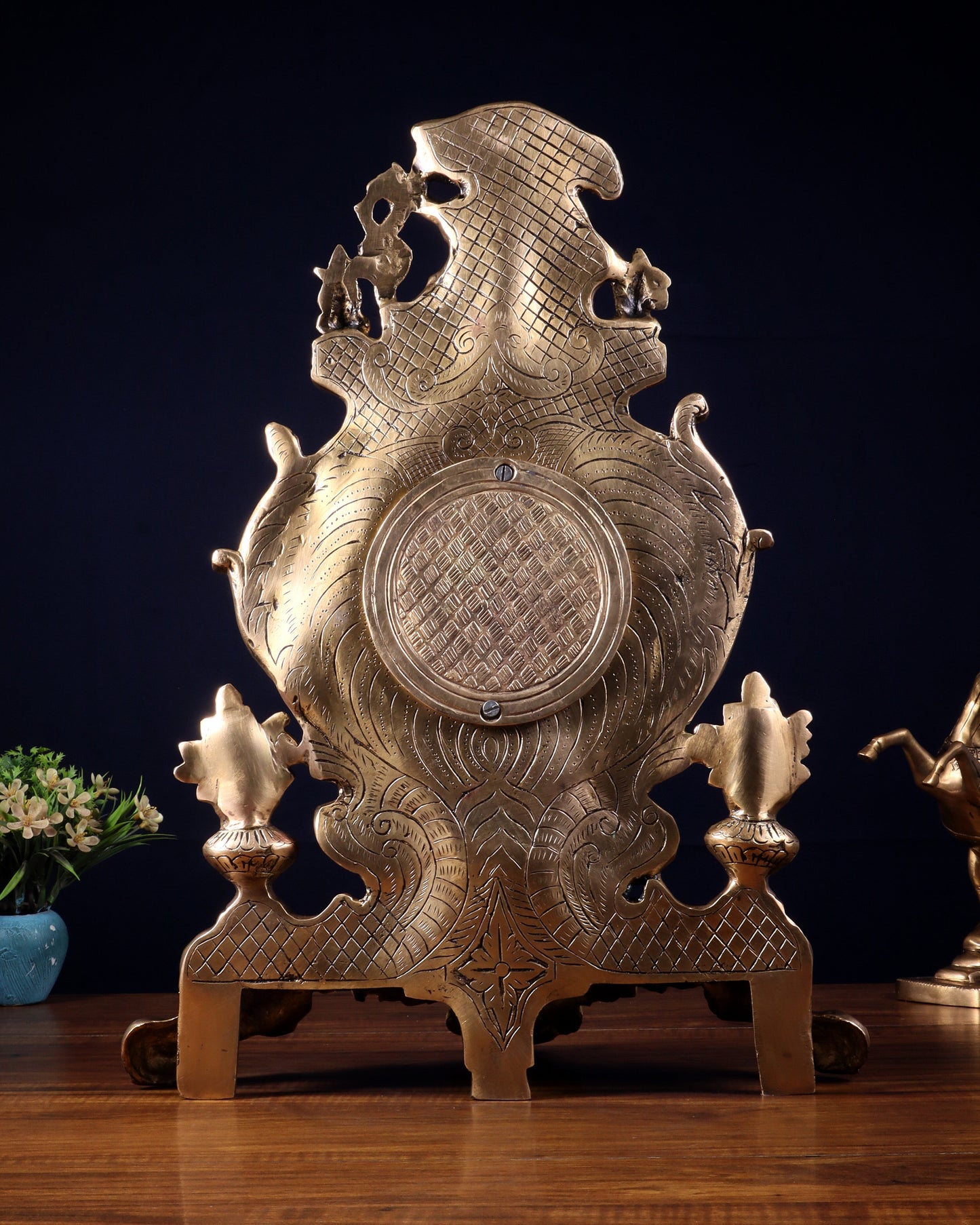 Vintage Brass Victorian Style Table Clock | 19.2 Inch