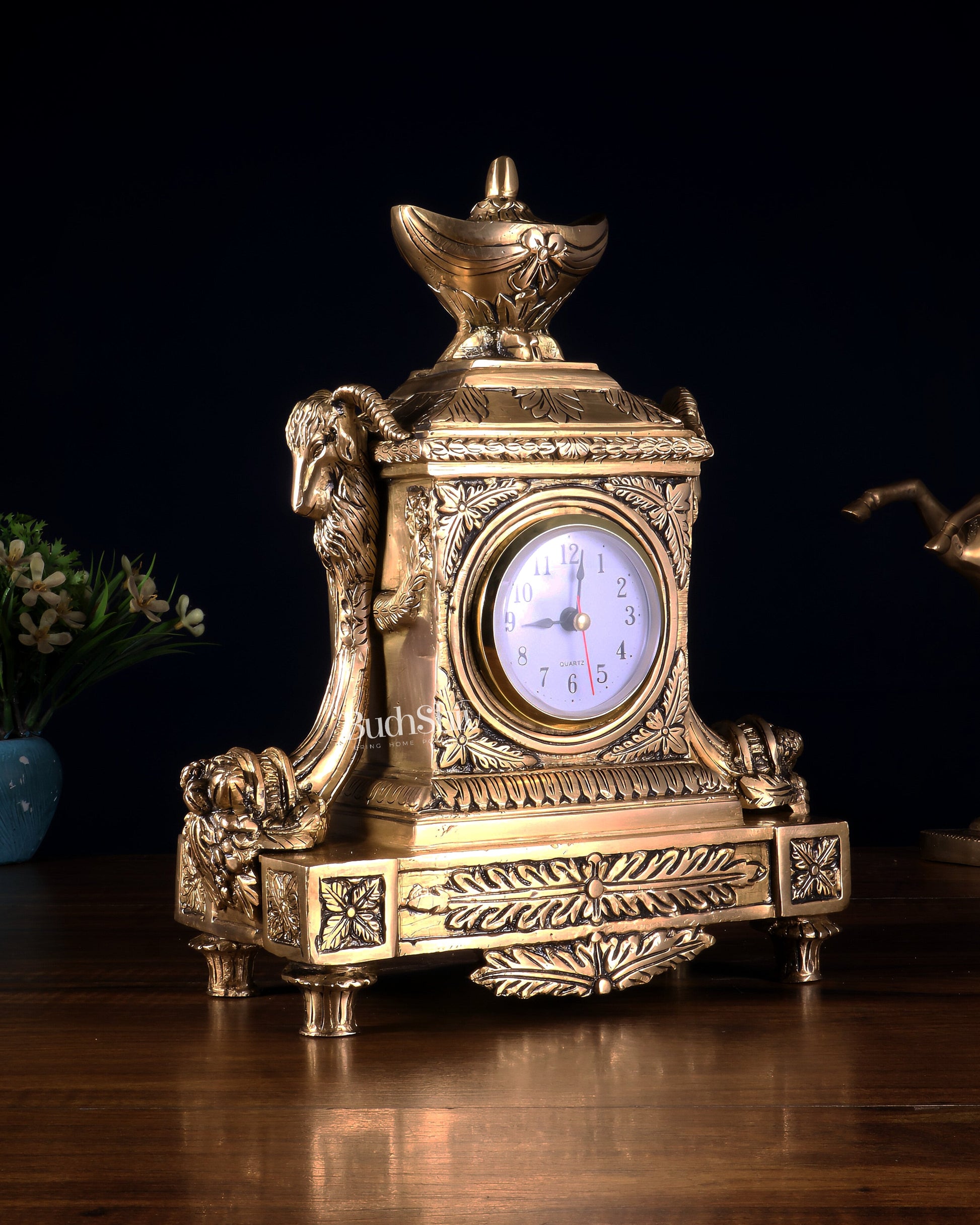 Vintage Brass Victorian Table Clock 10.2 inch