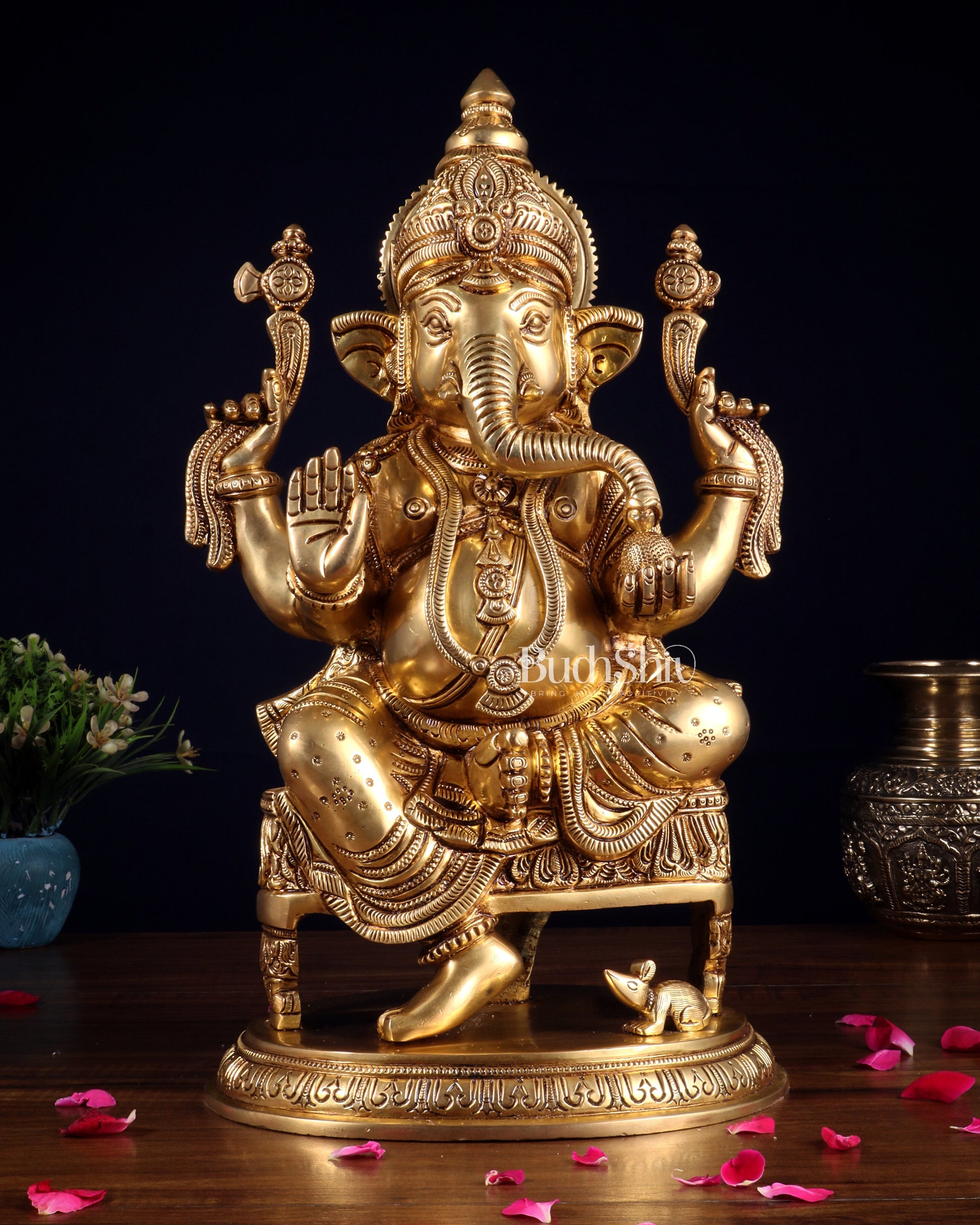 Brass Superfine Lord Ganesha Statue - 15.5"