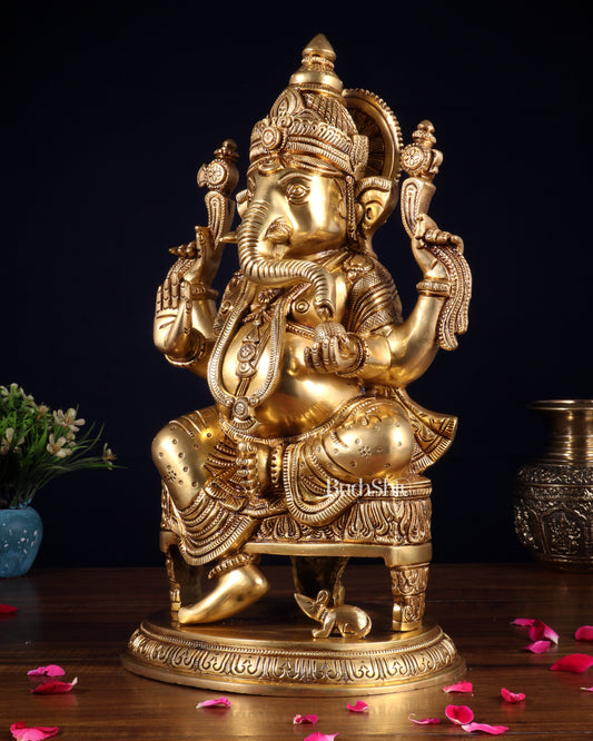Brass Superfine Lord Ganesha Statue - 15.5"