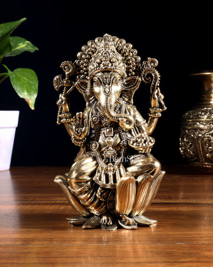 Pure Brass Superfine Lord Ganesha Idol | 6 inch